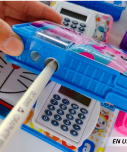 Estuche de lápices de doble capa con calculadora