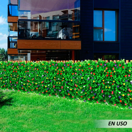 Césped decorativo artificial con flores - Imagen 2