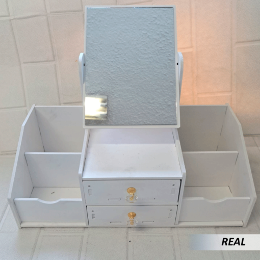 Organizador de maquillaje cosmético con espejo cuadrado - Imagen 3