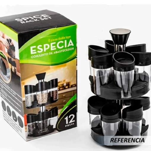 Especiero Condimentero Giratorio 12 Piezas 2 Niveles - Imagen 5