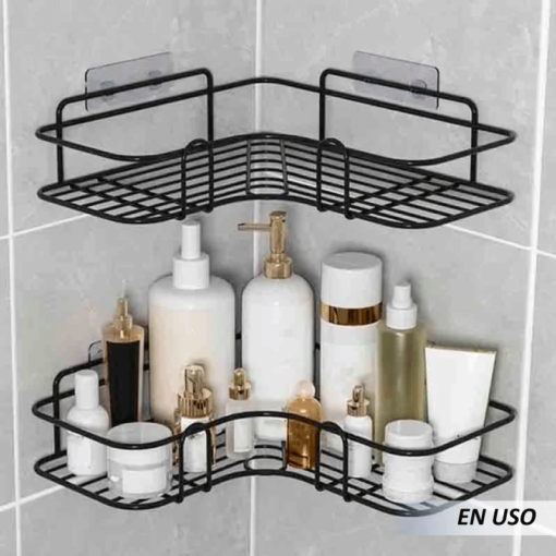 Estante de almacenamiento de esquina de baño de metal