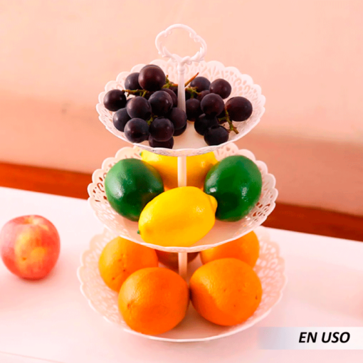 Soporte de frutas de 3 niveles de plastico