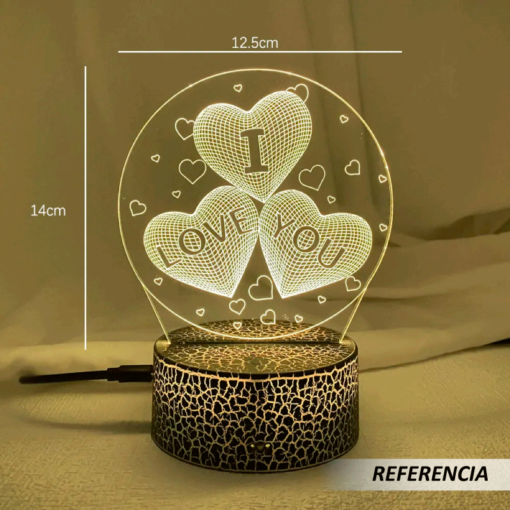 Lámpara LED 3D corazón con control  - Imagen 5