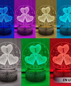 Lámpara LED 3D corazón con control 
