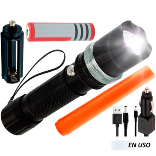 Linterna swat led recargable táctica zoom luz de emergencia