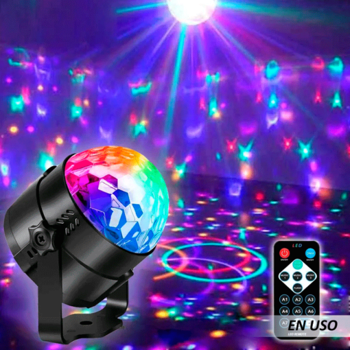 Mini lámpara LED giratoria para discoteca con control