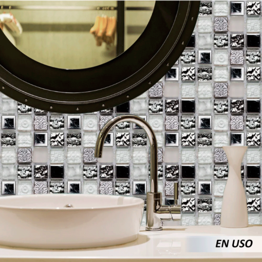  Mosaico plateado adhesivo