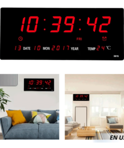 Reloj de pared LED con indicador de fecha y temperatura