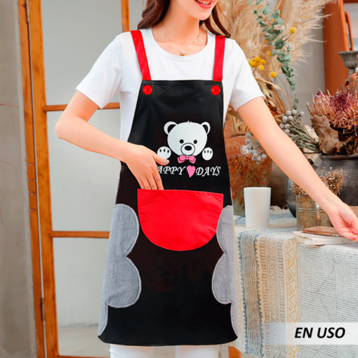 Delantal de cocina para mujer con bolsillos para limpiar