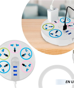 Multicontacto Circular 5 Conexiones 3 Puertos USB