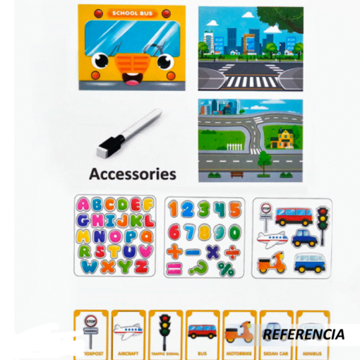 Pizarra magnético con vehículos, números, letras de panritos - Imagen 2