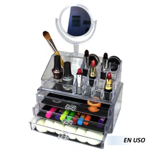 Cosmetiquero Con Espejo Organizador De Maquillaje